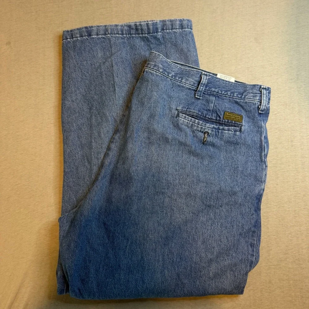 Lee Riveted Ultimate VTG Blue Denim Pleated Jeans Mens 42x30 Medium Wash Cotton